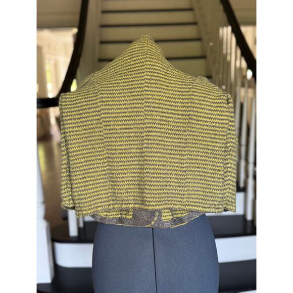 Anthropologie MOTH Sweater Yellow Silver Stripe Retro 40s Coquette Fall Winter - Picture 7 of 10